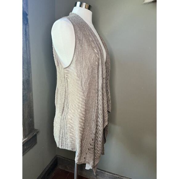 Eileen Fisher Womens Large Brown 100% Baby Alpaca Open Knit Drape Vest - Picture 3 of 7